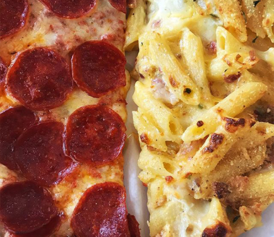 Pepperoni and Mac and Cheese Slices